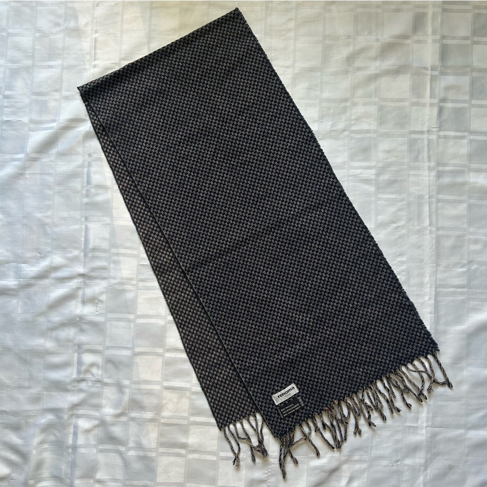 Renoma Paris Wool Blend Knit Checkered Print Scarf